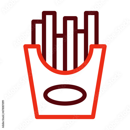 Fries Thick Line Two Colors Icon Design