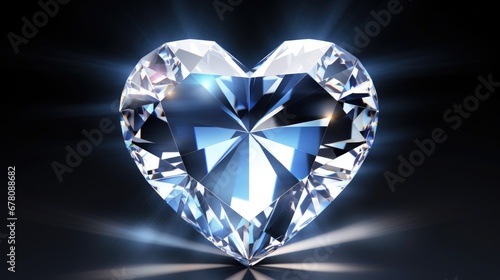 Crystal Shiny heart background. Happy Valentines Day, wedding concept. Symbol of love. Diamond gemstones crystalline hearts semi precious jewelry. For greeting card, banner, flyer, party invitation..