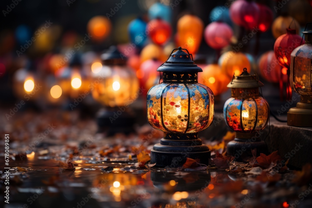 A vibrant and colorful background capturing the glow of lanterns and festival lights, creating a festive atmosphere for Chinese New Year celebrations. A vibrant and colorful background capturing the glow of lanterns and festival lights, creating a festive atmosphere for Chinese New Year celebrations.