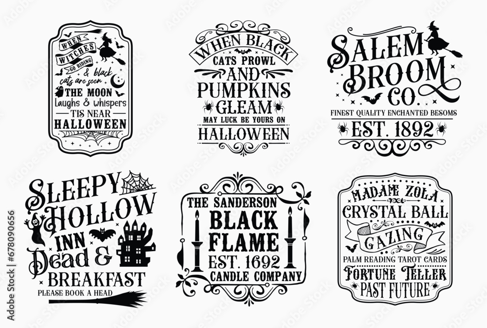 Vintage Halloween Signs and labels