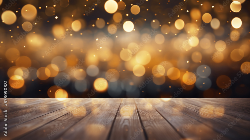 empty wooden table with bokeh blurred abstract background empty wooden table with bokeh blurred abstract background