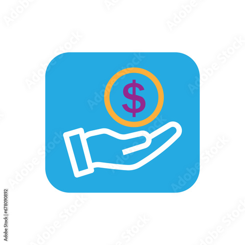 Salary, sell, money, business, buy, hand line icon. Simple outline style. Save, cash, coin, currency, dollar, finance concept. Vector illustration isolated on white background. Editable stroke
