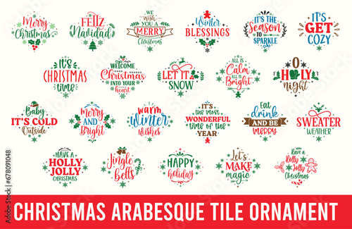 Christmas Arabesque Tile Ornament Bundle