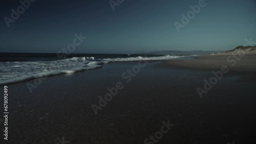 Slow Motion Of Sea Waves Washing Shoreside