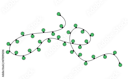 Christmas garland in trendy groovy retro cartoon style.Happy New year and Merry Christmas characters.70s Vibes groovy garland.Vector Illustration.Christmas lights.