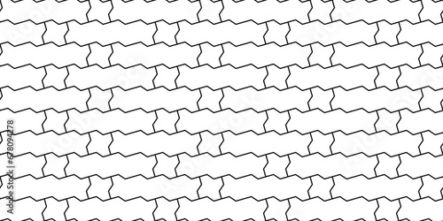 Zig zag paving blocks. Two tiles pattern. Seamless landscape interlocking subway brick texture in vector. Modern digital backdrop texture.	