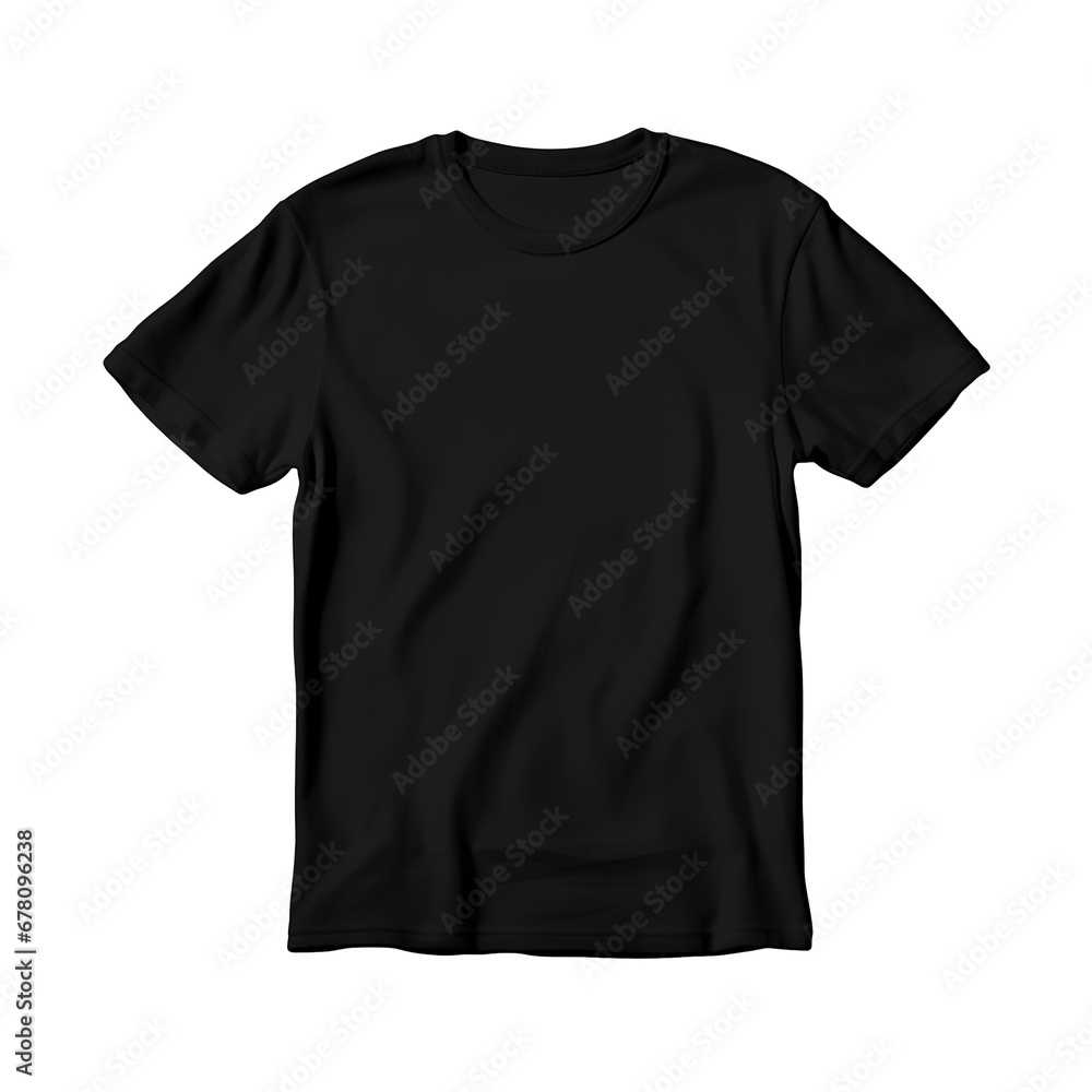 Black T-shirt, isolated on transparent background, PNG, 300 DPI Black T-shirt, isolated on transparent background, PNG, 300 DPI