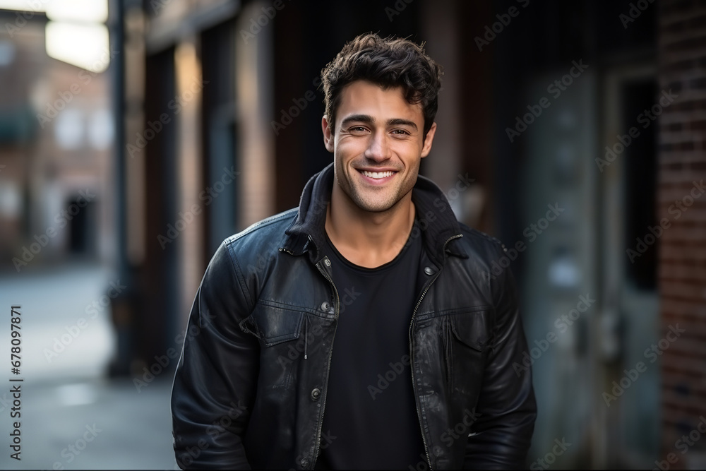 Medium shot portrait photography of a man in his 30s in a random scene