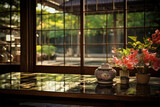 Japanese style room decoration architecture, a flower decoration on the table