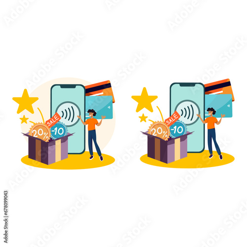 a person with a gift by using contactless payment