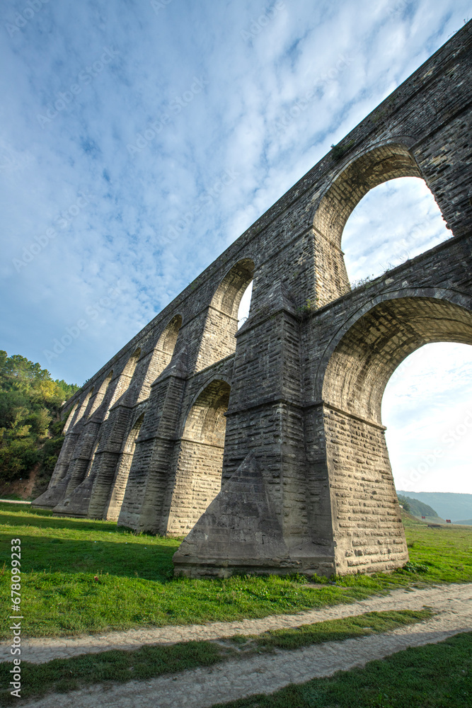 Güzelce Aqueduct built in Istanbul by the Master Ottoman Architect Sinan. Güzelce Aqueduct One Element of Kırkçeşme Waterway of Great Sinan.
