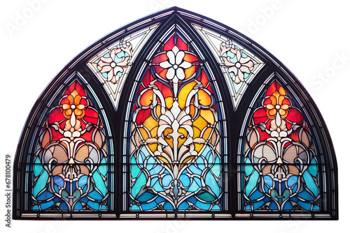 Intricate Stained Glass isolated on Transparent background, Generative Ai © AIstudio1