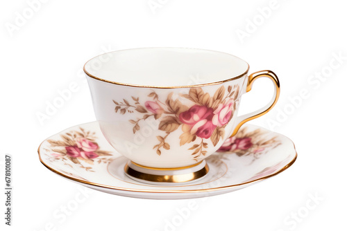 Antique Teacup isolated on Transparent background, Generative Ai