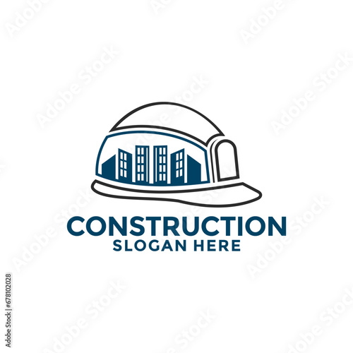 Building logo, construction working logo industry concept., Hat construction logo vector template