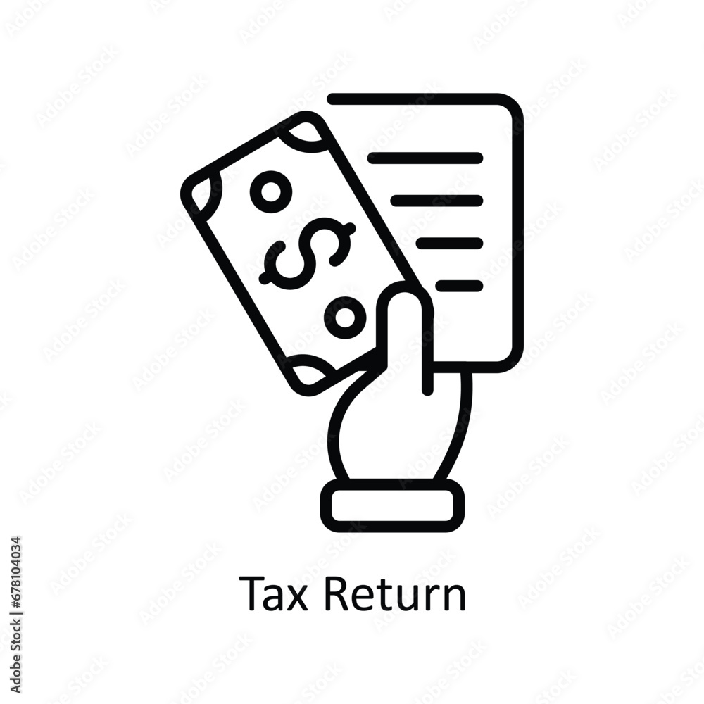 Tax Return vector outline Icon Design illustration. Business And Management Symbol on White background EPS 10 File