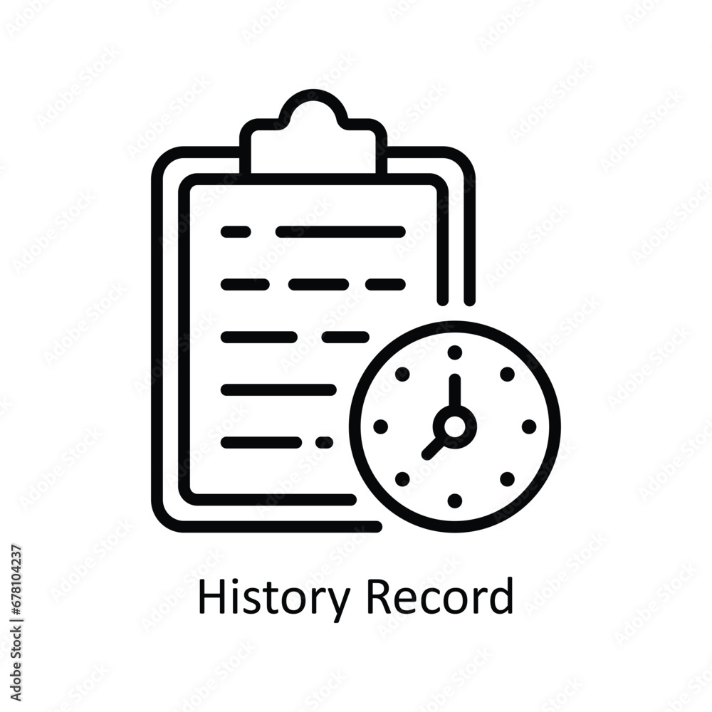 History Record vector outline Icon Design illustration. Business And Management Symbol on White background EPS 10 File History Record vector outline Icon Design illustration. Business And Management Symbol on White background EPS 10 File
