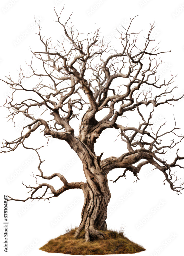 Fototapeta premium Dead tree on transparent background, PNG file
