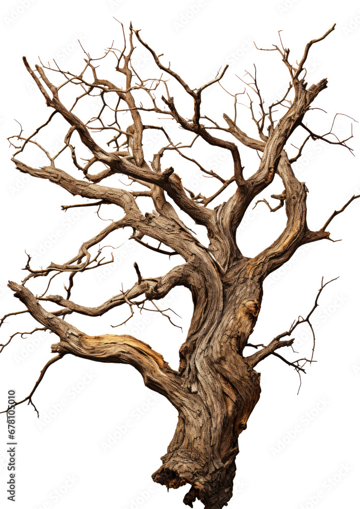 Fototapeta premium Dead tree on transparent background, PNG file