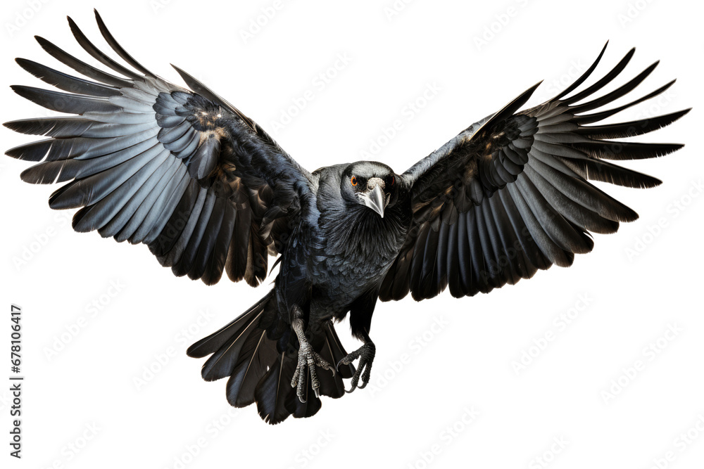 Naklejka premium A crow flying on transparent background, PNG file