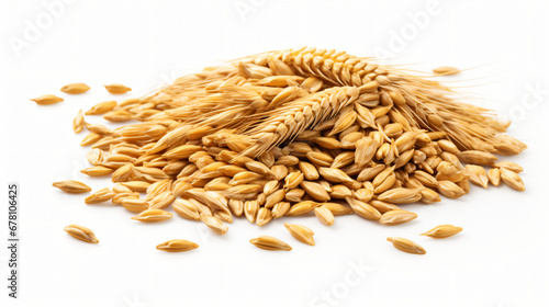 Wheat grains isolated on white background