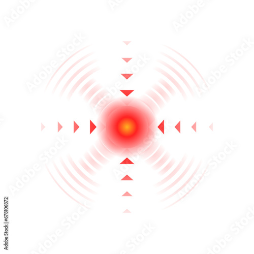 Throat pain or joint pain target red circle vector icon, pain localization spot of sore hurt and ache of toothache