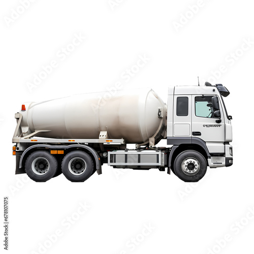 Concrete truck on transparent background, white background, isolated, icon material, commercial photography