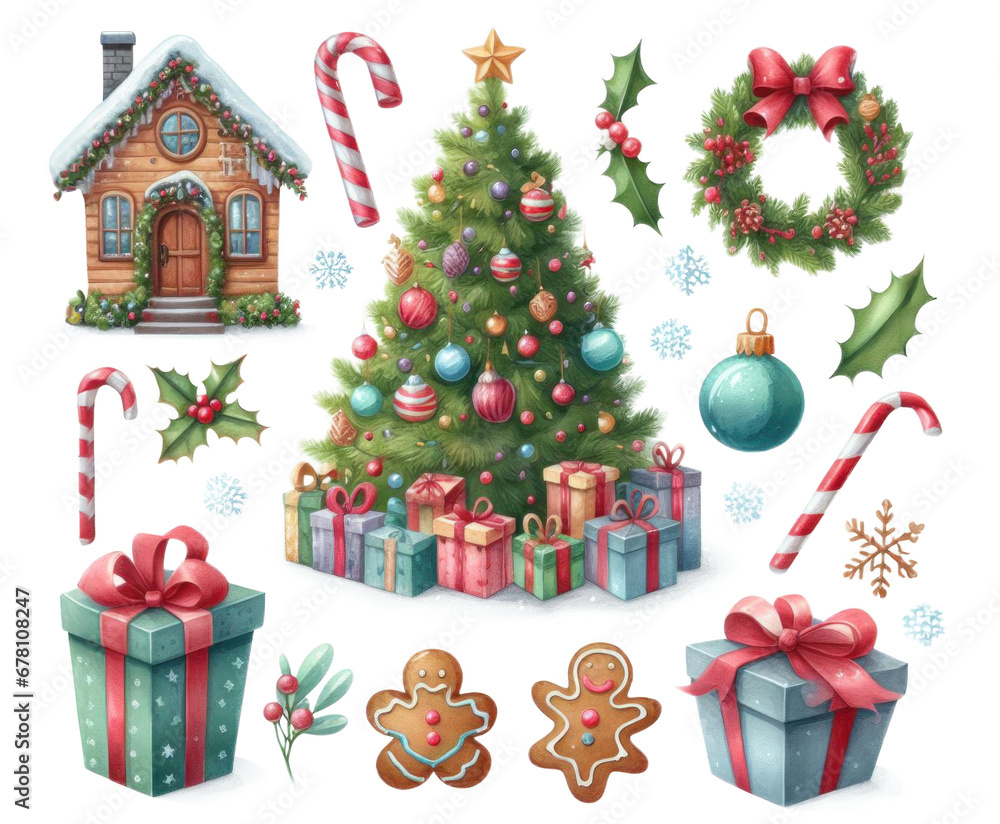set of Christmas elements set of Christmas elements