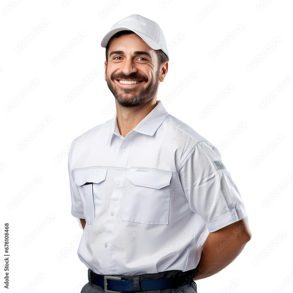 Factory worker in uniform on transparent background, white background, isolated, icon material, commercial photography Factory worker in uniform on transparent background, white background, isolated, icon material, commercial photography