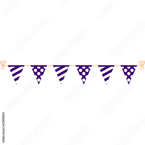 Colorful Bunting Flag Flat Style Illustration PNG Transparent Background