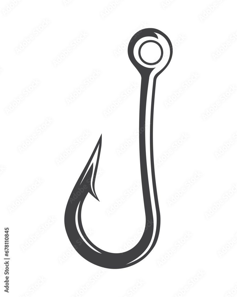 Fishing Hook Black Color Vector Illustration