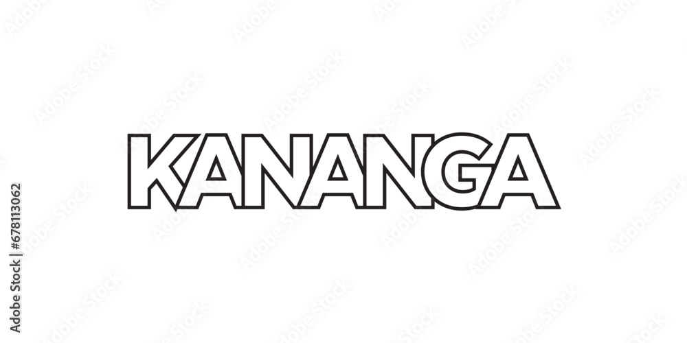 Kananga in the Congo emblem. The design features a geometric style, vector illustration with bold typography in a modern font. The graphic slogan lettering.