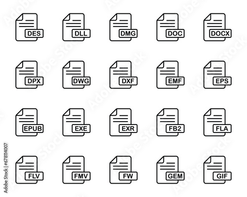 Outline icons set for File format. photo