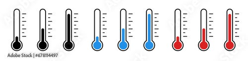 Thermometer icon. Temperature icons vector set. Temperature thermometer icon collection. 