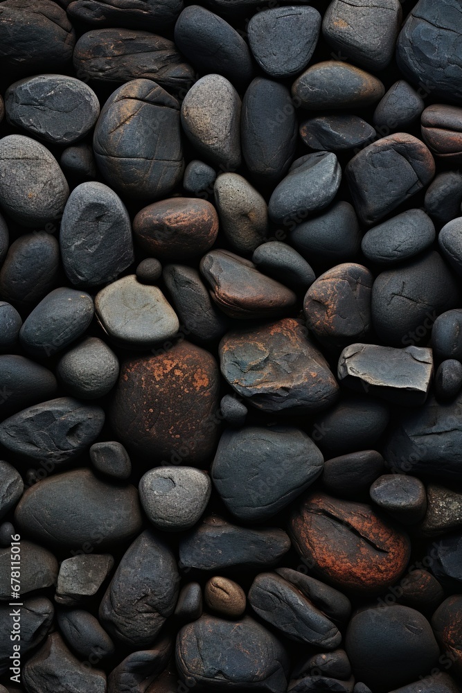 River rocks or stones in a seamless tiled pattern. Naturally polished and rounded river pebbles repeating background River rocks or stones in a seamless tiled pattern. Naturally polished and rounded river pebbles repeating background