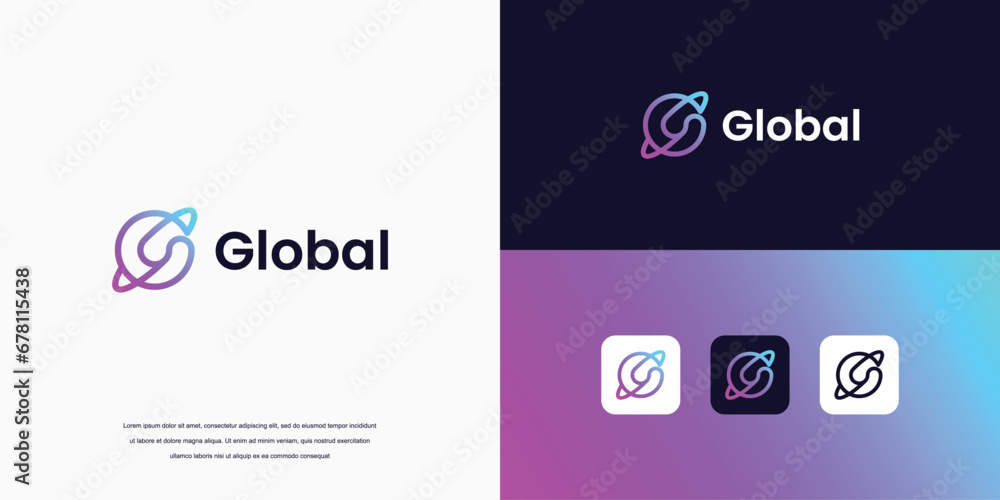 Obraz premium Global Tech Logo Design Template