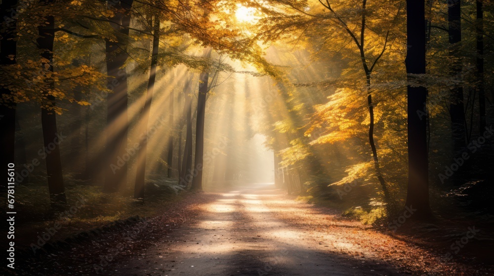 Fototapeta premium Path in the Woods with the Sun Shine through