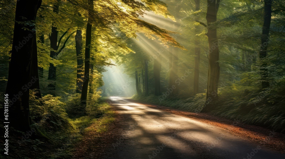 Fototapeta premium Path in the Woods with the Sun Shine through