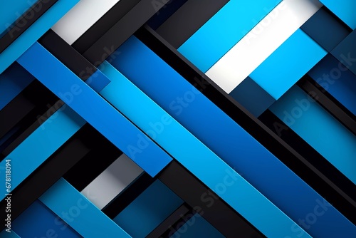 abstract geometric diagonal 3d background combination of blue and black with white lines. generative ai