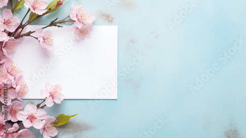 Blank paper with pink flowers