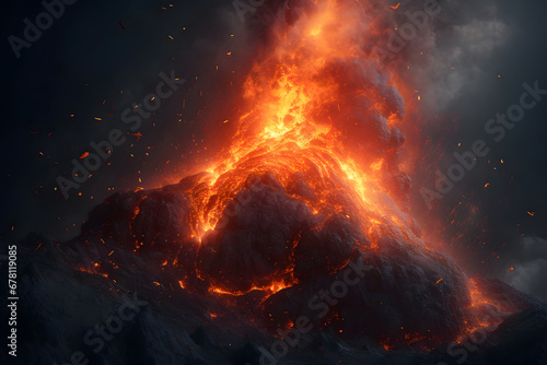 A picturesque view of an erupting volcano. 
