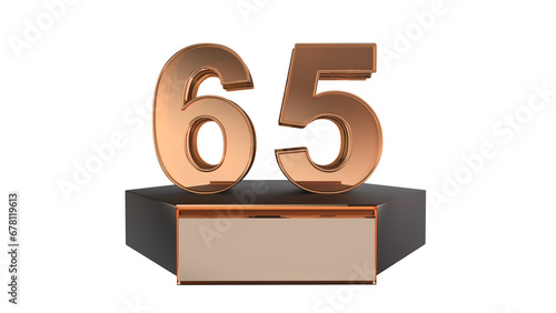 Gold 3d number 65 on podium  photo