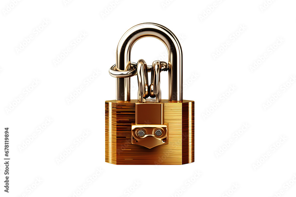 Close-up combination golden padlock isolated on a Transparent background. Generative AI Close-up combination golden padlock isolated on a Transparent background. Generative AI