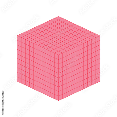 Cubes represent thousands. Learning about base ten blocks. Flats longs squares in mathematics. Scientific resources for teachers and students. Vector illustration.