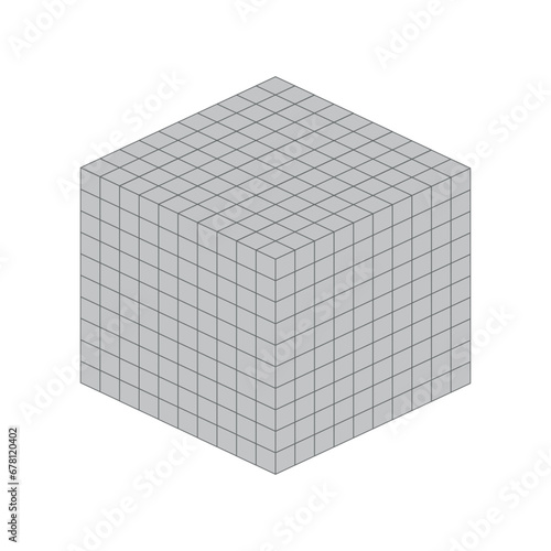 Cubes represent thousands. Learning about base ten blocks. Flats longs squares in mathematics. Scientific resources for teachers and students. Vector illustration.