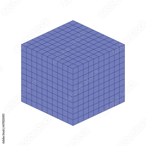 Cubes represent thousands. Learning about base ten blocks. Flats longs squares in mathematics. Scientific resources for teachers and students. Vector illustration.