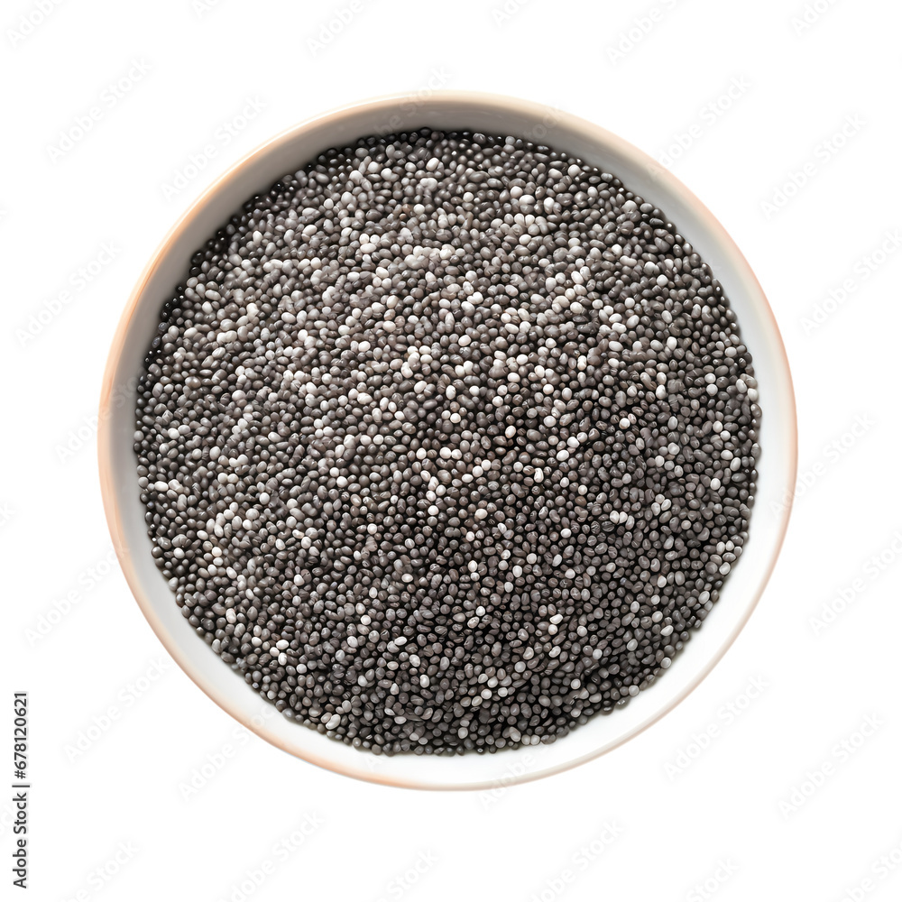 Chia seeds on transparent background, white background, isolated, icon material, commercial photography