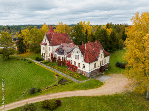 Mayor's manor on a colorful autumn day, Latvia