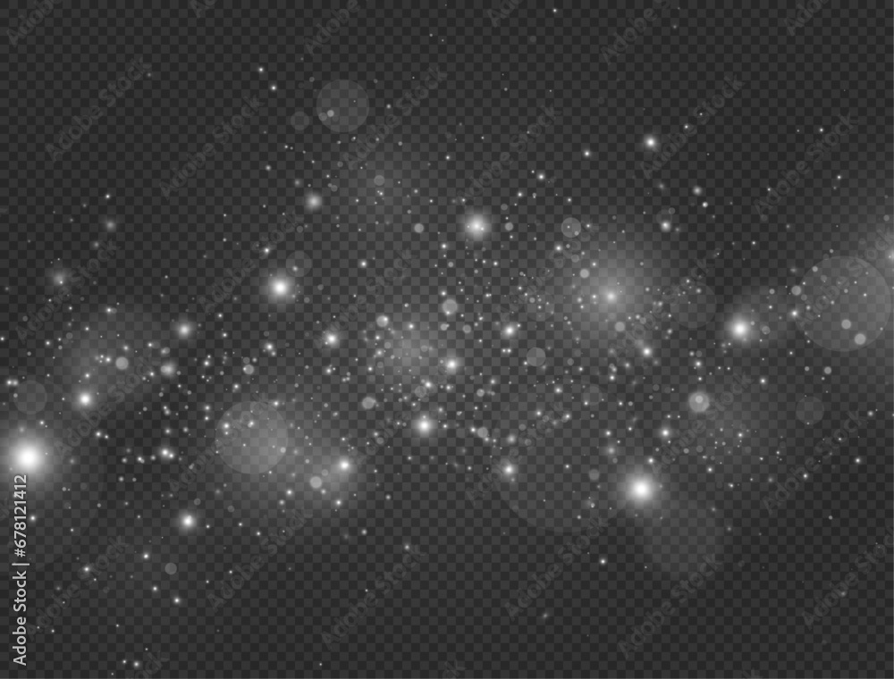 White sparks and glitter special light effect. Shining bokeh is isolated on a transparent background. Christmas light effect. White sparks and glitter special light effect. Shining bokeh is isolated on a transparent background. Christmas light effect.