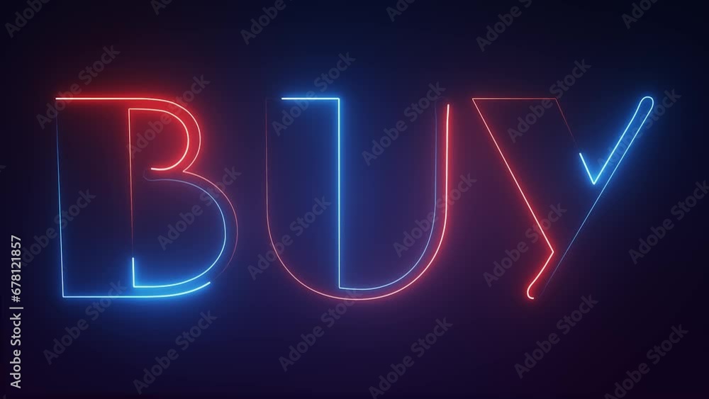 neon light buy text animated on dark background neon light buy text animated on dark background