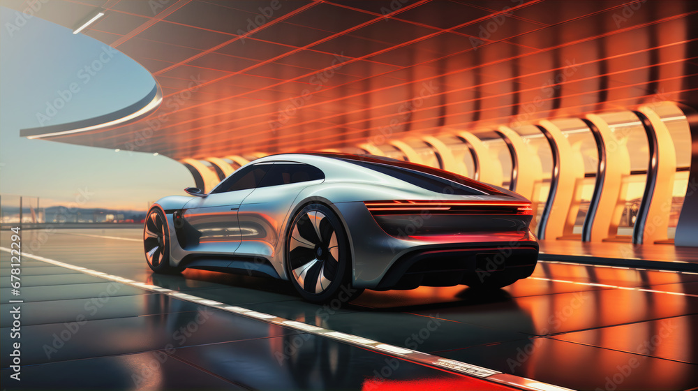 Futuristic car in profile. Technology concept. Generative AI